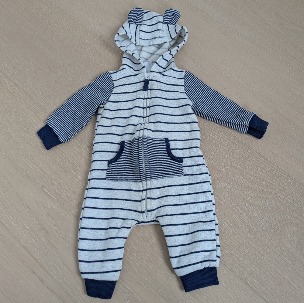 Striped Baby Hooded Onesie